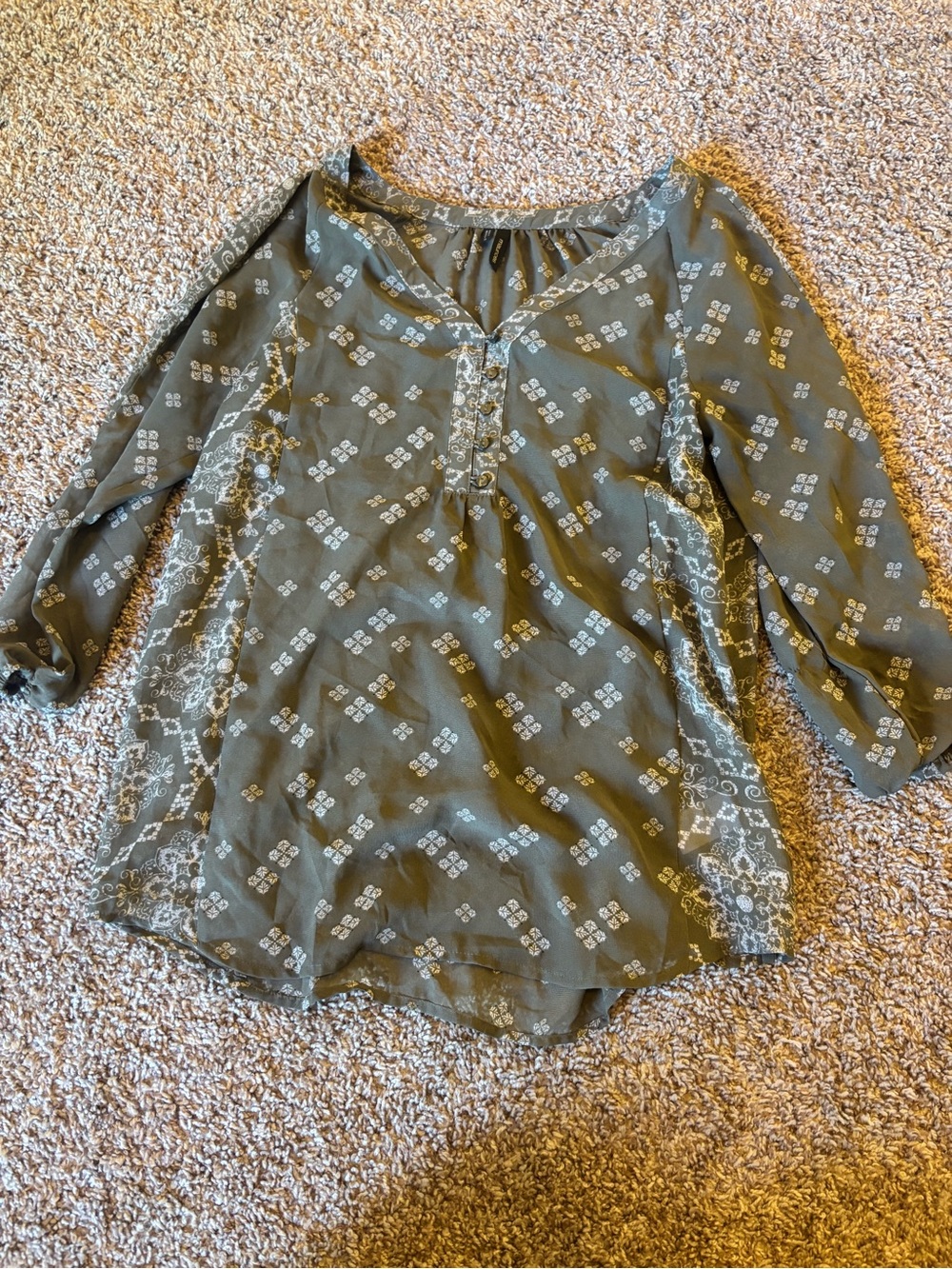 Maurices Olive Green Printed Peasant Tunic